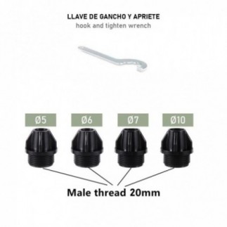 Aspersor de riego de 1" con alcance ajustable con 4 boquillas y 1 llave de ajuste. Pack de 4 unidades