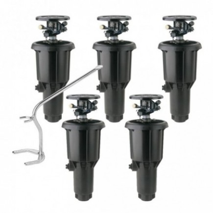 [Pack 5] Aspersor Emergente Rain Bird 2045A Maxi-Paw con Tobera Intercambiable. Rosca 1/2" y 3/4" + Llave Montaje
