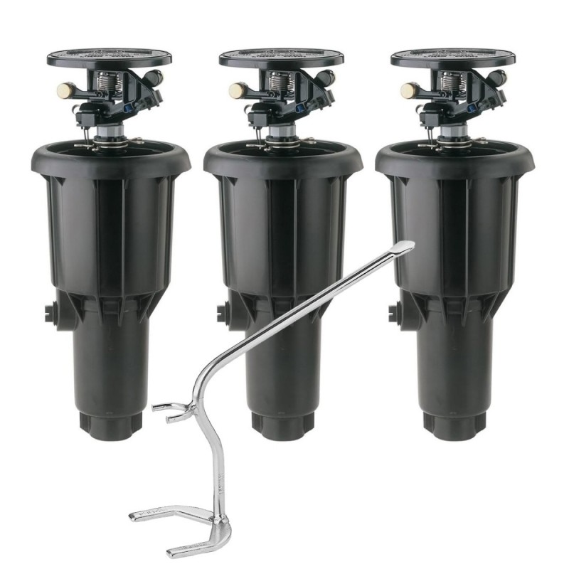 [Pack 3] Aspersor Emergente Rain Bird 2045A Maxi-Paw con Tobera Intercambiable. Rosca 1/2" y 3/4"+ Llave Montaje