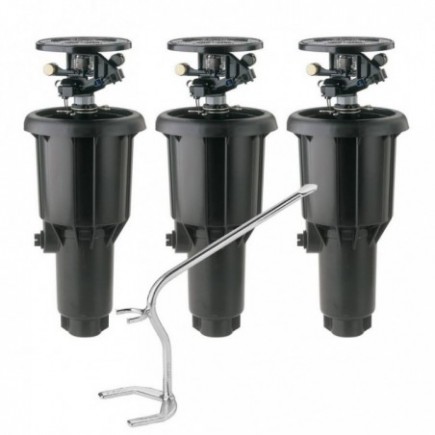 [Pack 3] Aspersor Emergente Rain Bird 2045A Maxi-Paw con Tobera Intercambiable. Rosca 1/2" y 3/4"+ Llave Montaje