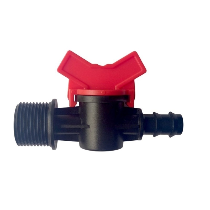 Valvula de interruptor de riego por goteo 16 mm x 3/4”, llave de paso. Valvula de interruptor de riego por goteo 16 mm x 3/4”, llave de paso.