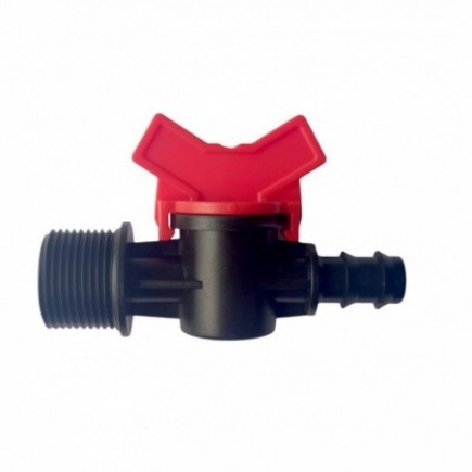 Valvula de interruptor de riego por goteo 16 mm x 3/4”, llave de paso.