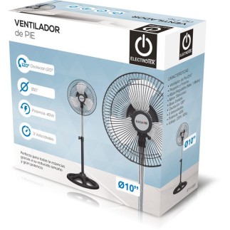 Ventilateur sur pied ET-F10SF - 10'', 3 vitesses, puissance 45 W