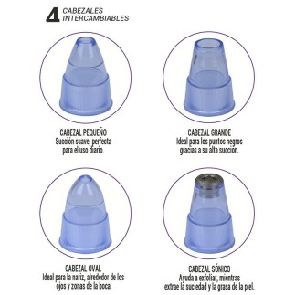 Limpador de poros faciais com 4 cabeças intercambiáveis
