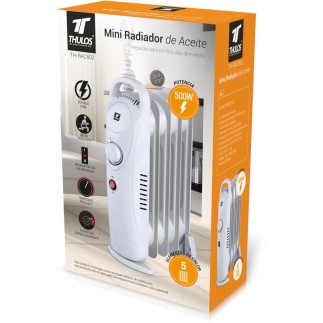 Mini radiatore a olio a 5 elementi con potenza 500W