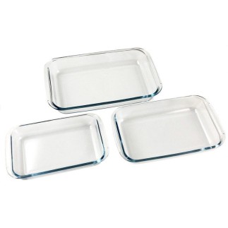 Set di 3 teglie da forno rettangolari in vetro Versatilità