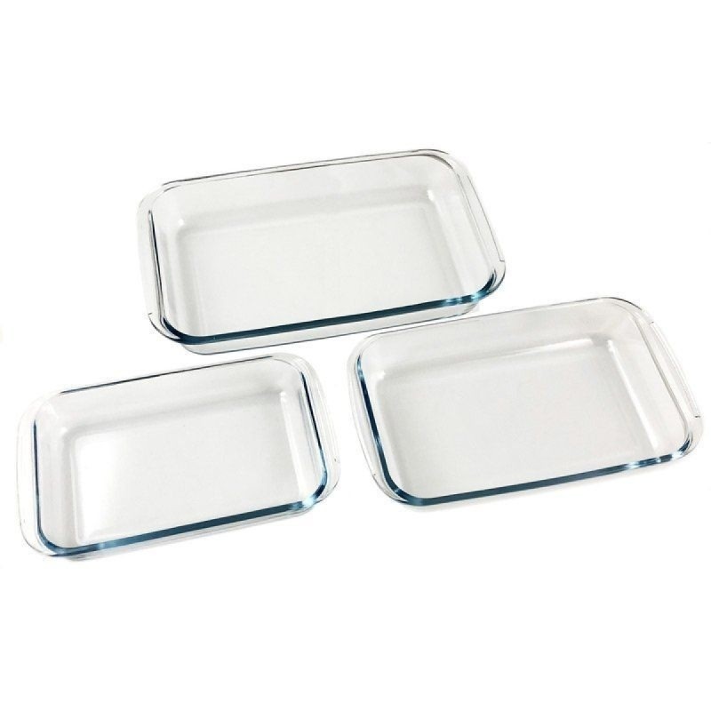 Set de 3 Bandejas de Vidrio Rectangulares para Horno  Versatilidad en la Cocina