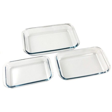Set de 3 Bandejas de Vidrio Rectangulares para Horno  Versatilidad