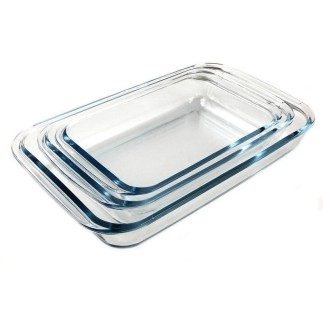 Set de 3 Bandejas de Vidrio Rectangulares para Horno  Versatilidad