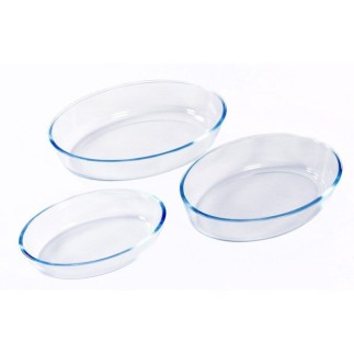Set de 3 Bandejas de Vidrio Ovaladas para Horno  Elegancia