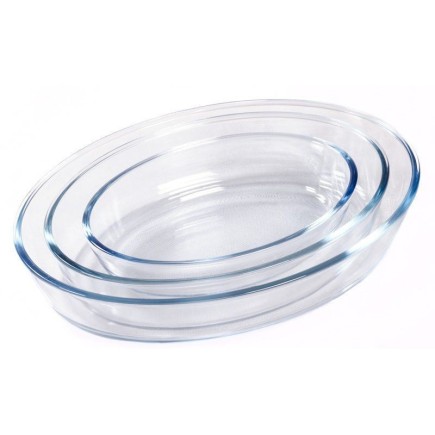 Set de 3 Bandejas de Vidrio Ovaladas para Horno  Elegancia