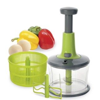 Hachoir à légumes, mixeur et égouttoir manuel 3 en 1