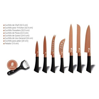 Conjunto de 8 facas de cozinha de aço inoxidável forjado