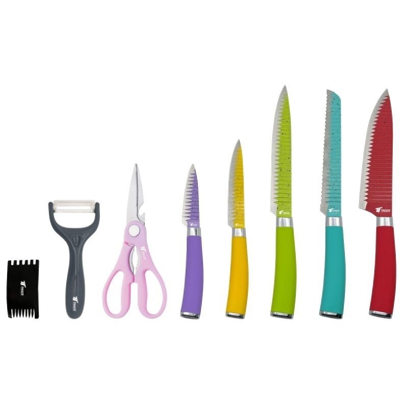 Set di 8 coltelli con lame in acciaio inossidabile antiaderenti