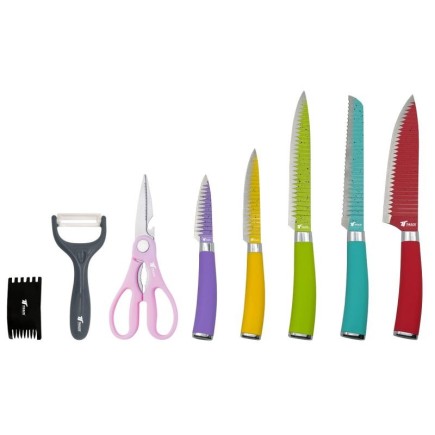 Set de 8 Cuchillos con Hoja de Acero Inoxidable Antiadherente