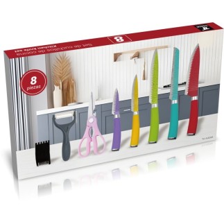 Set de 8 Cuchillos con Hoja de Acero Inoxidable Antiadherente