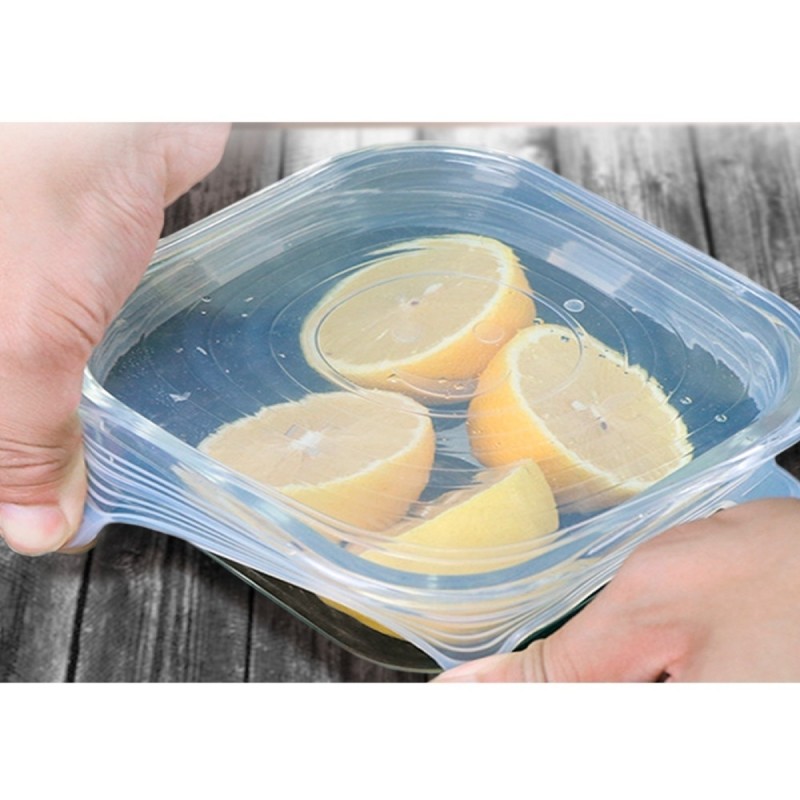 Conjunto de 6 Tapas Elásticas de Silicona para Almacenamiento de Alimentos