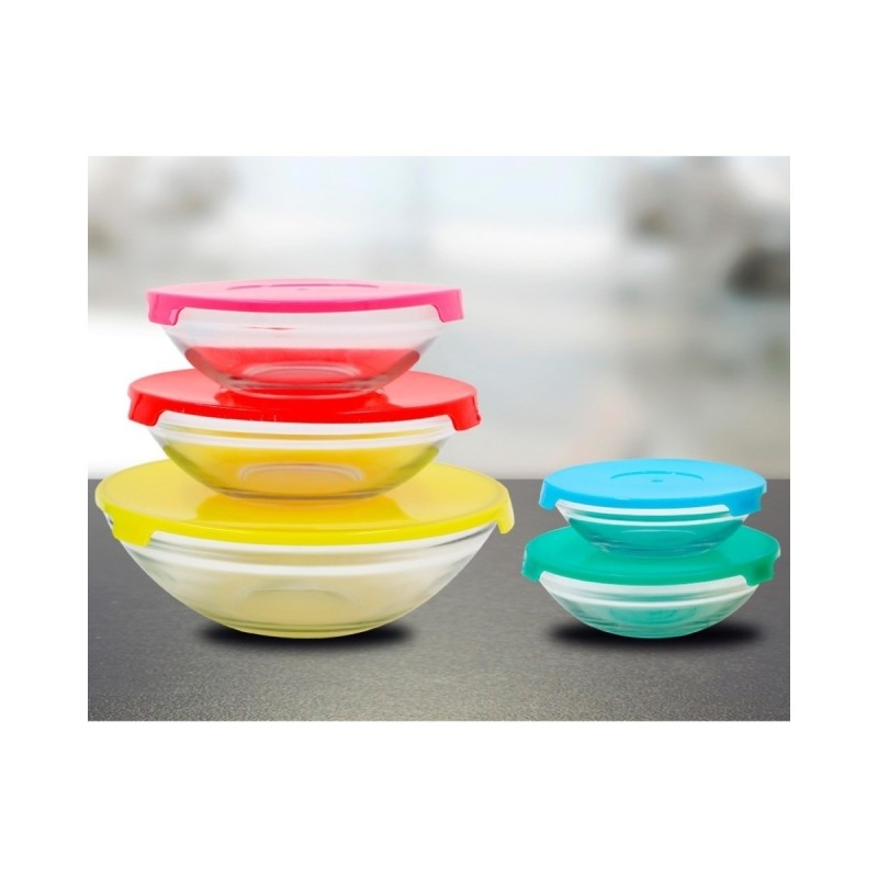 Set di 5 contenitori in vetro con coperchio, soluzione completa per lo stoccaggio Set di 5 contenitori in vetro con coperchio, soluzione completa per lo stoccaggio