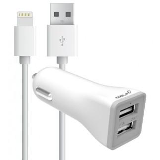 Carregador de carro com dois USB para iPhone com carregamento rápido
