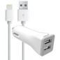 Cargador para Coche con Doble Entrada USB  Compatible con iPhone (2.1A/1A)