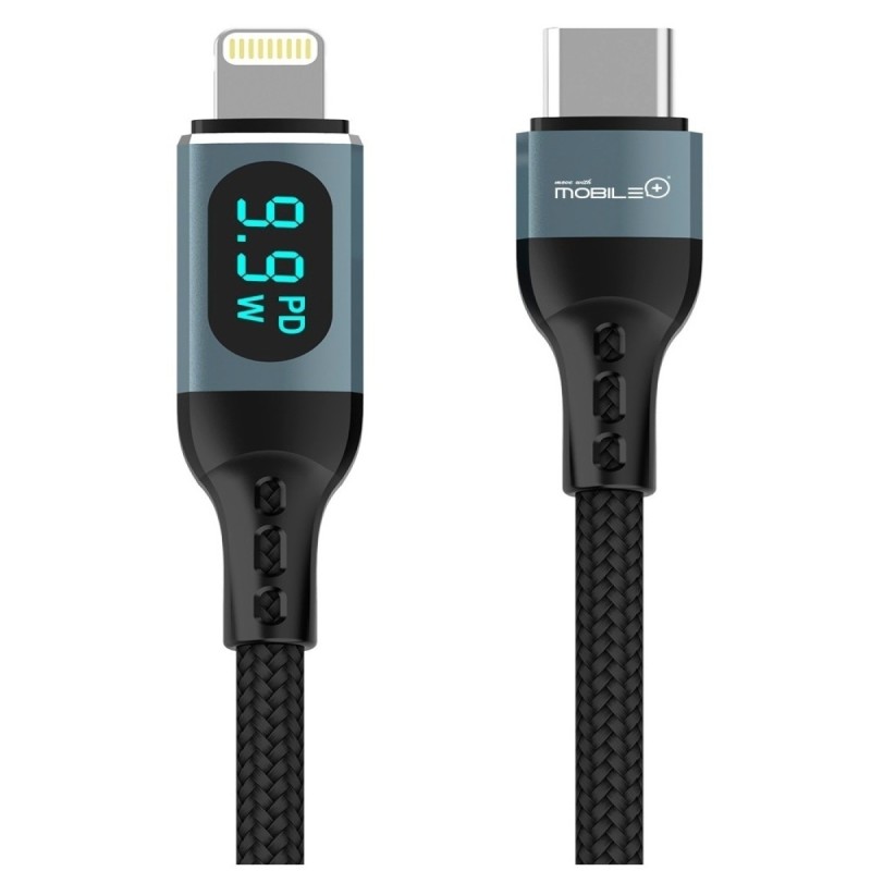 Câble USB Type-C vers Lightning avec écran LED, longueur du câble 1 m, charge rapide PD20 W