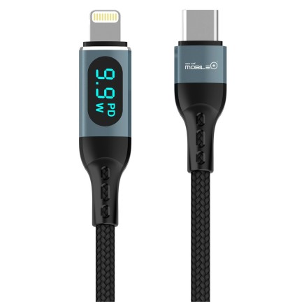 Cable USB Tipo C a Lightning con Pantalla LED  Longitud del Cable 1 m  Carga Rápida PD20W