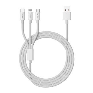 Cabo de carregamento 3 em 1 USB-A para Lightning, Micro USB e Tipo C