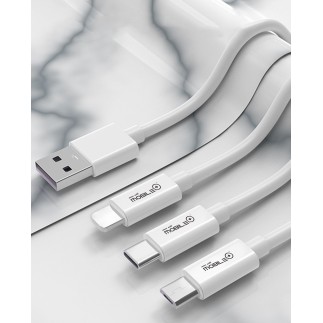 Cable de Carga 3 en 1 USB-A a Lightning, Micro USB y Tipo C