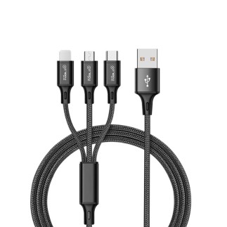 Cable de Carga 3 en 1 USB-A a Lightning, Micro USB y Tipo C