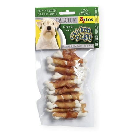 Snack leggero di pollo Antos con calcio 100 gr - Premio delizioso