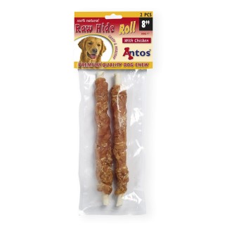 Snack Raw Hide White Plus Chicken Roll 8-2 Piezas