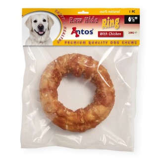 Snack Raw Hide White Plus Chicken Ring | 6-1 Pieza