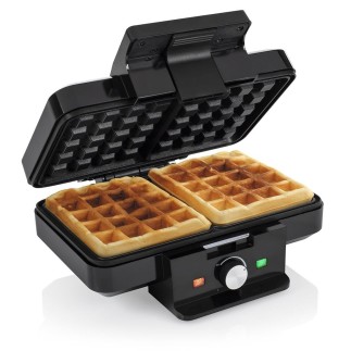 Máquina de waffles de 1000 W com revestimento antiaderente para 2 waffles