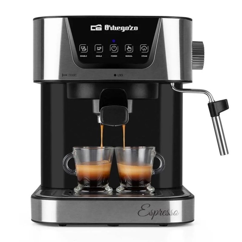 Cafetera Expreso Orbegozo 1050W 20 Bares Bomba Italiana Acero Inox