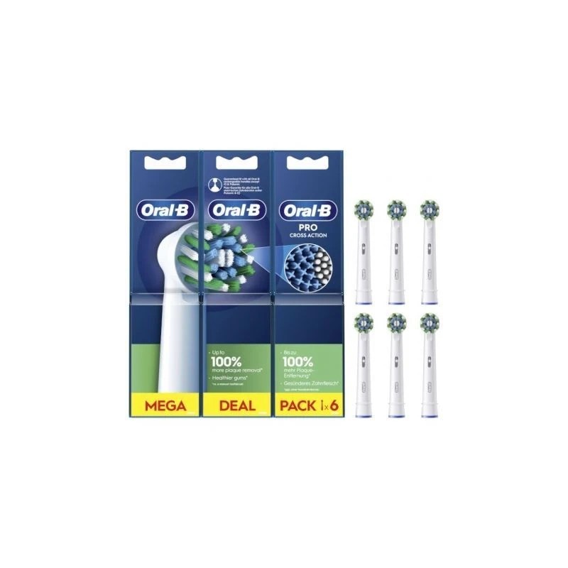 Testina di ricambio per spazzolino Braun Oral-B Pro CrossAction, confezione da 6 Testina di ricambio per spazzolino Braun Oral-B Pro CrossAction, confezione da 6