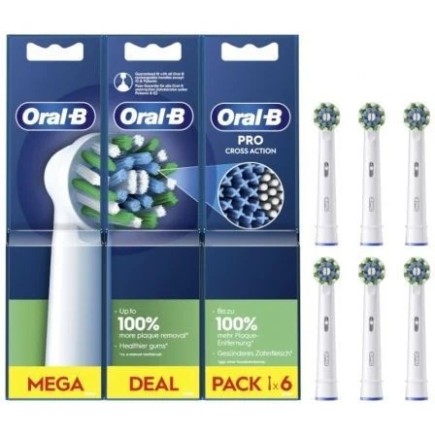 Cabezal de Recambio Braun Oral-B Pro CrossAction, Pack de 6 Unidades