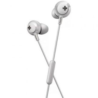 Fones de ouvido Philips SHE4305WT brancos com design ergonômico e graves