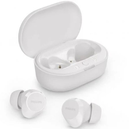 Auriculares Philips TAT1209WH Bluetooth blancos con estuche y 18h batería