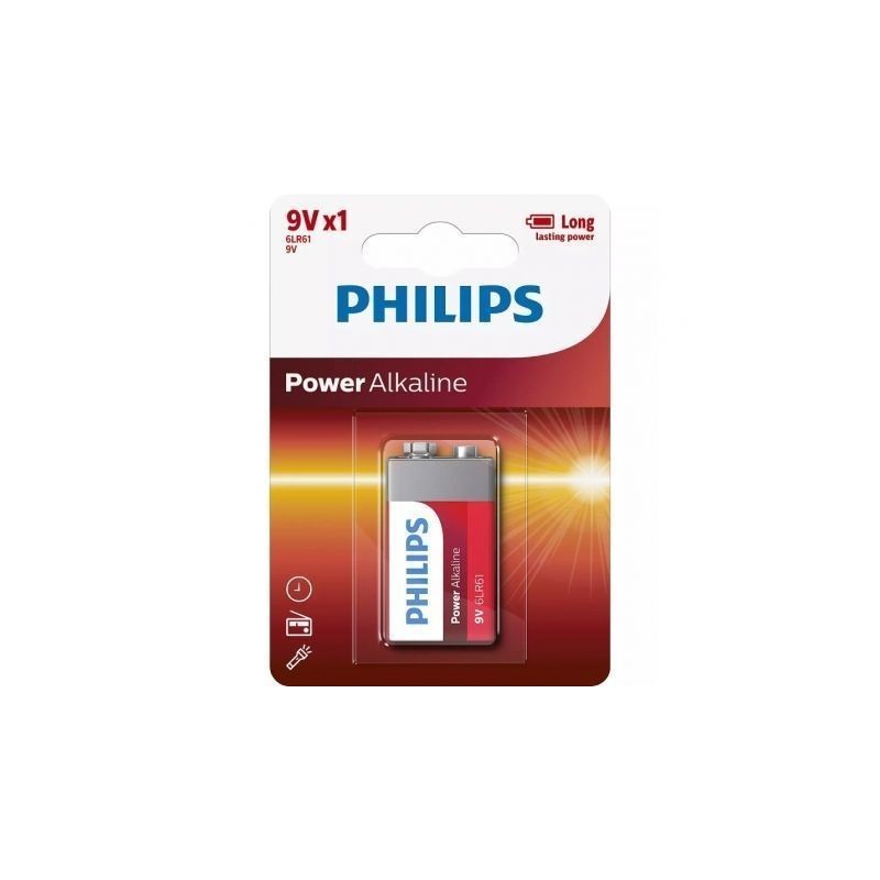 Pila Philips 6LR61P1B 10 Alcalina 9V Alta Potencia Dispositivos Alto Consumo