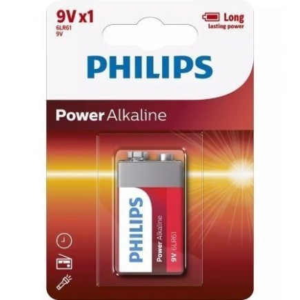 Piles Philips 6LR61P1B, 10 piles alcalines 9 V, haute puissance, haute capacité C