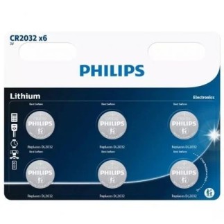 Pack 6 Pilas Philips CR2032P6 01B Litio 3V Alta Duración Dispositivos