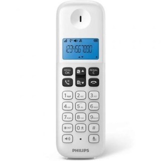 Téléphone sans fil mains libres blanc Philips D1611W avec écran