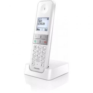 Telefone sem fio branco Philips D4701W com lista negra e MySound