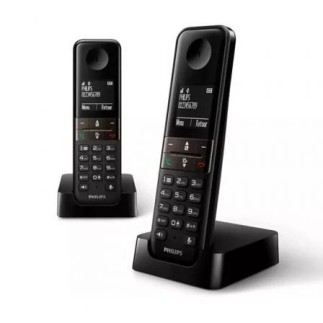 Teléfono Philips D4702B DUO Negro con Manos Libres y HQ-Sound