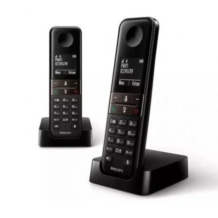 Philips D4702B DUO Telefone viva-voz preto com som de alta qualidade