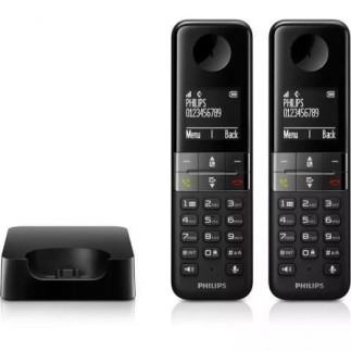 Téléphone mains libres Philips D4702B DUO noir avec son HQ