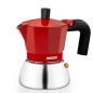 Cafetière Monix Induction Inox 6 tasses, rouge, aluminium et acier