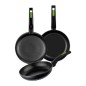 Lot de 3 poêles Monix Green Ø18cm Ø22cm Ø26cm aluminium forgé