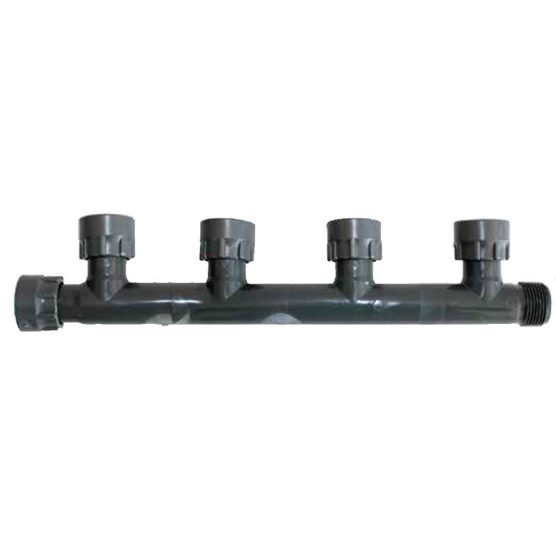 Colector de 4 Salidas - 1” H Giratoria x 4 Salidas 1” H Giratoria x 1” M, Montaje Rápido sin Herramientas
