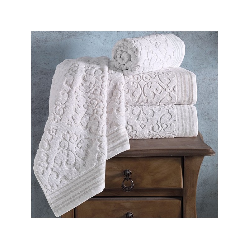 Toalla GARYhome® EMILE 30×50 cm Blanco/Gris 100% algodón